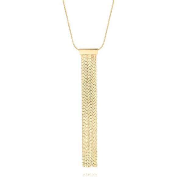 Long chain Pendant Necklace for Women 18K Gold Plated Sweater Chain